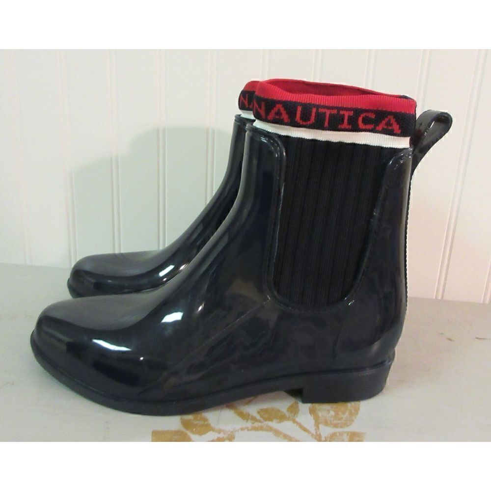 Nautica navy rain boot sz 8 NWOB